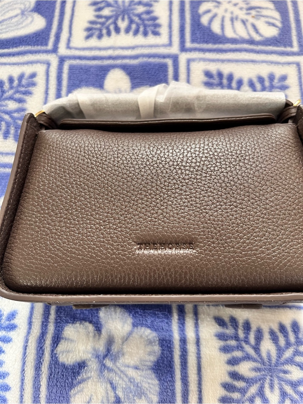 The Horse mini Clementine Compact Pebbled Leather Mini Bag in Dark Brown - Picture 2 of 9